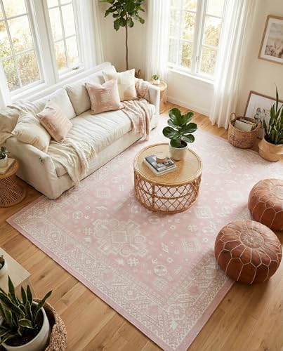 Rugs.com - Outdoor Aztec Rug – 7' 10 x 11' Pink Indoor/Outdoor Rug – Washable Flatweave Area Rug for Patio, Deck, and Porch - Image 4