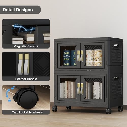 168QT Stackable Storage Bins with Lids, 42Gal Foldable Storage Cabinets - Image 6