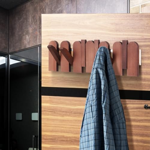Cabilock Solid Wood Piano Key Wall Hooks 16.73 Inch Multi-Functional Coat Rack for Entryway Hats Bags Wall Mounted Organizer - Image 6