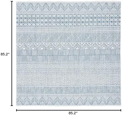 SAFAVIEH Washable Rug Outdoor Courtyard Collection - 7'10" Square, Ivory & Navy, Non-Shedding & Easy Cleaning, Ideal for Patio, Backyard, Mudroom (CY8196-53412) - Image 7