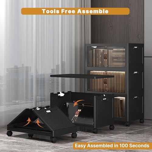 UAMFURI 156QT Stackable Storage Bins with Lids,Doors & Wheels - Image 3