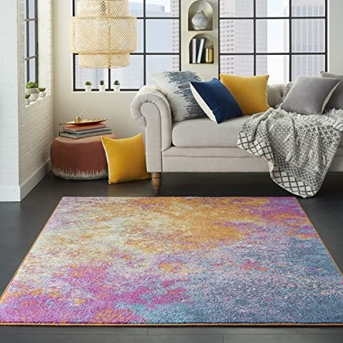 Nourison Home Passion Sunburst 5'3'' x 7'3'' Area-Rug, Modern, Abstract, Easy-Cleaning, Non Shedding, Bed Room, Living Room, Dining Room, Kitchen, (5' x 7') by NourisonHome