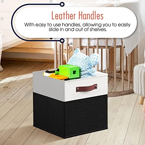 Ornavo Home 11x11 Foldable Fabric Storage Cube Bins, 6 Pack, White/Black - Image 5