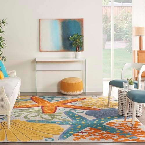 Nourison Home Aloha Multicolor 9' x 12' Area Rug - Easy Clean, Non Shedding, Bed Room, Living Room, Dining Room, Kitchen (9' x 12') - Image 2
