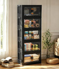 Hanyi 175 QT 5-Tier Storage Bins with Lids, Stackable Cabinet, Black by Unknown