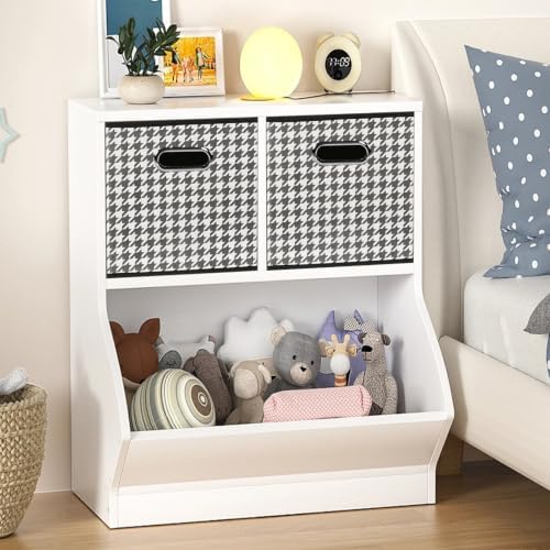 Fabric Cubby Storage Bins,13x13x13 Inches,Cube Organizer Bin Foldable Storage Boxes with Dual Handles Fabric Organizer Box and collapsible Storage basket,Set of 3,Houndstooth - Image 5
