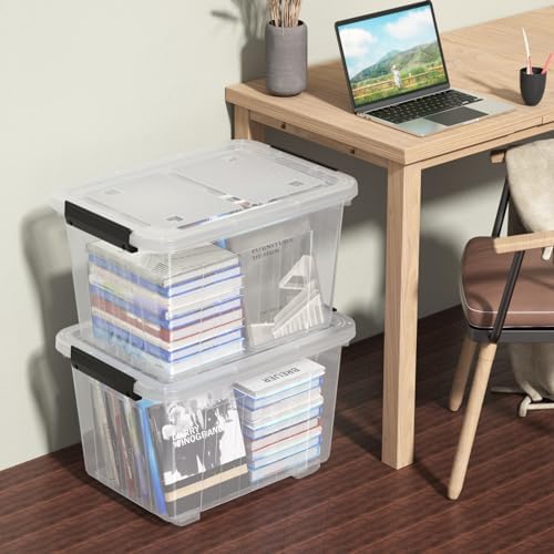 30 Quart Clear Storage Latch Bins, Large Plastic Storage Box with Wheels, 4 Packs - Image 5