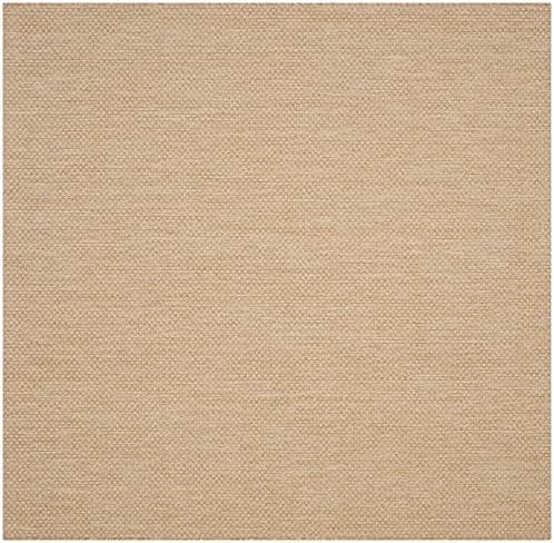 SAFAVIEH Washable Rug Outdoor Courtyard Collection - 4' Square, Natural & Cream, Non-Shedding & Easy Cleaning, Ideal for Patio, Backyard, Mudroom (CY8521-03012) by Unknown
