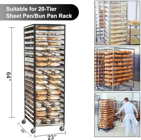 Commercial Bread Rack Cover Speed Rack Cover with Zipper, 20tier Sheet Pan Rack Cover Bun Pan Rack Cover with Vents ，23"X28"X64" Kitchen Brkery Rack Cover Waterproof - Image 2