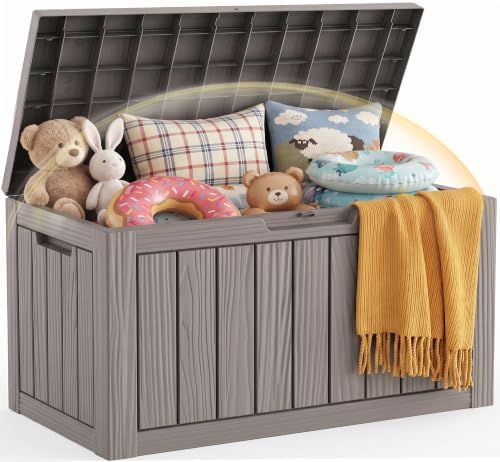 EFU Outdoor Storage Box 70 Gallon Deck Box, Waterproof Resin, Grey by EFU