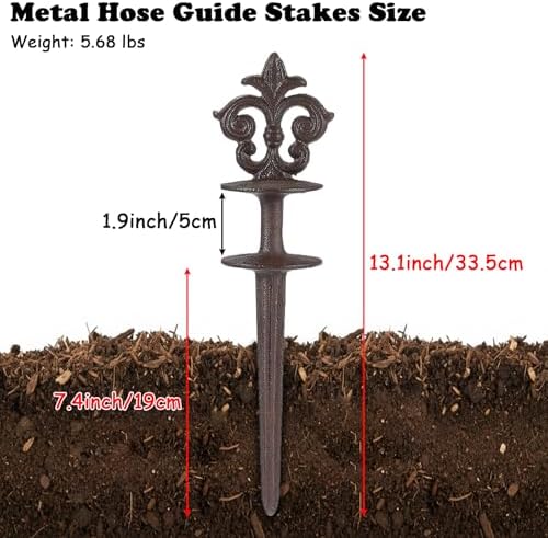 Set of 3 Vintage Brown Cast Iron Hose Guide Stakes - Image 3