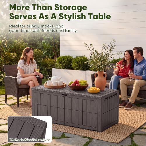 Devoko 185 Gallon Deck Box Resin Outdoor Storage Box Waterproof - Image 3