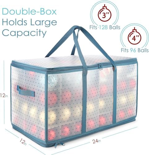 Hearth & Harbor Christmas Tree Storage Bag 7.5 ft, Wrapping Paper Storage Organizer Container & Large Christmas Ornament Storage Box With Adjustable Dividers - Image 4