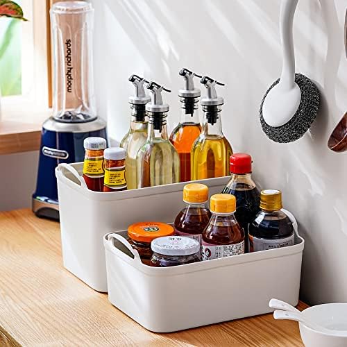 ANMINY White Plastic Storage Bins Baskets with Lids, 5-Pack, 2M+3S - Image 6
