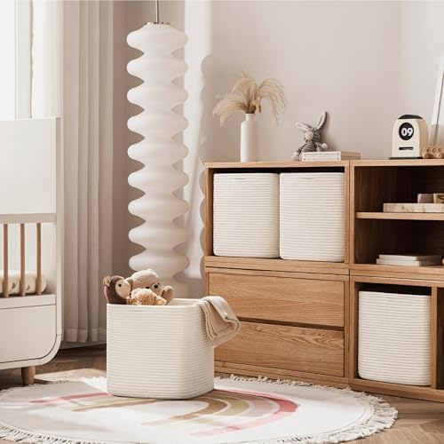 joybest 13inch Cube Storage Bins, Cotton Rope Woven Organizer Basket - Image 2