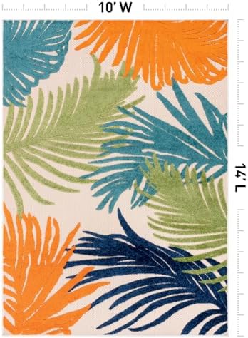 Rugshop Lucca Indoor/Outdoor Contemporary Floral Area Rug Multi 10' x 14' - Image 2
