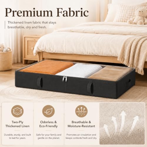 Side-Supported Under Bed Storage Containers, 8 Inch 80L Clothes Storage Bin - Image 5