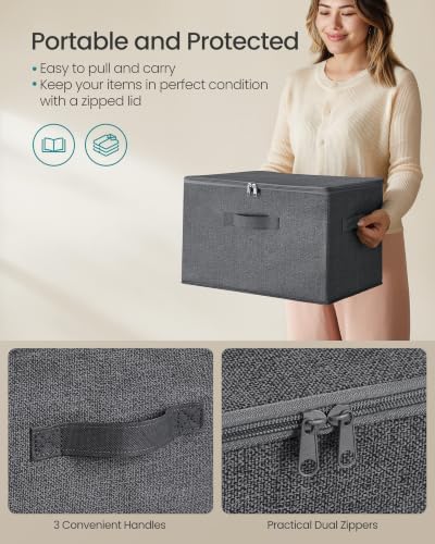 SONGMICS Set of 6 Storage Bins with Zipper Lids, 31 Quart Storage Boxes - Image 3
