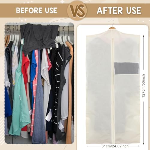 Aliceset 6 Pcs 50 Inches Cotton Garment Bags for Hanging Clothes - Image 2
