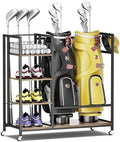 Wooden Golf Bag Storage Stand, Farmhouse Style Sports Equipment Organizer, Garage Organizer for Golf Equipment, Clubs, Balls and Accessories by Unknown