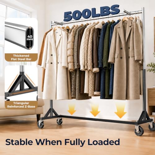 HOKEEPER Z Rack for Clothes with Cover Load 500 LBS with Display Arms - Image 5