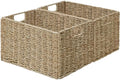 Vagusicc Wicker Storage Basket, Set of 2 Hand-Woven Storage Baskets for Organizing, Small Wicker Basket for Toilet Paper, Foldable Large Cube Storage Organizer Basket Bins for Shelves (Sea Grass) by Vagusicc