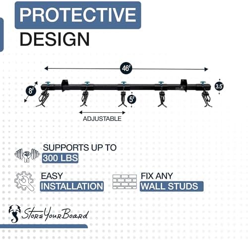 StoreYourBoard Ski Wall Mount Rack, Holds 5 Pairs of Skis, Supports 300 lbs - Image 4