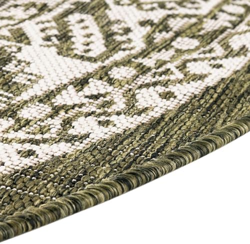 Rugs.com - Outdoor Aztec Rug – 13 Ft Round Green Indoor/Outdoor Rug – Washable, Stain-Resistant, Perfect for Patios and Decks - Image 6