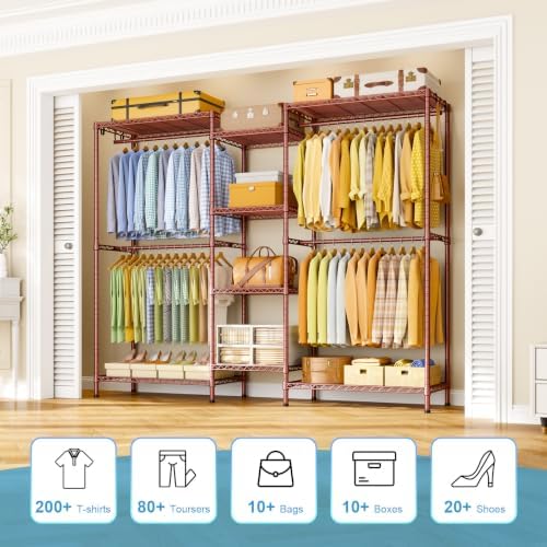 Ulif E4 Plus Heavy Duty Clothes Rack, Bronze Metal Closet Storage System - Image 3