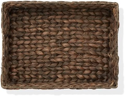 Casafield Set of 4 Water Hyacinth Pantry Baskets, 12-1/2" x 17" x 5", with Chalkboard Labels and Chalk Marker - Espresso, Woven Storage Bin Organizers for Kitchen Shelves - Image 6