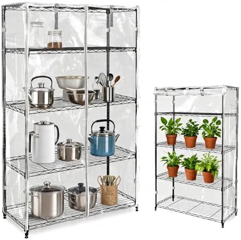 Rileytee Clear Wire Shelf Cover,Durable Dustproof Waterproof PVC Shelf Covers for Wire Shelving,Outdoor Storage Rack Cover for Wire Rack with Zipper,Clear,48"W x 24"D x 72"H by Rileytee