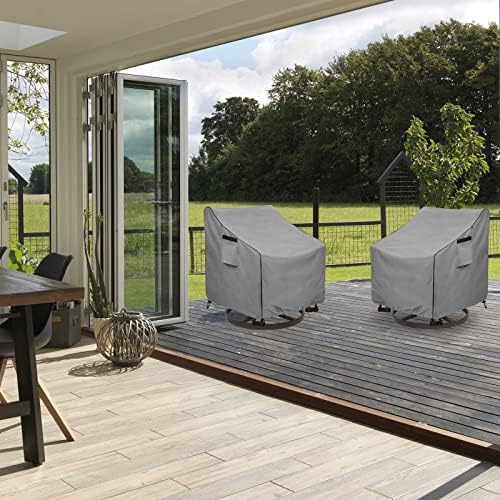 Okcool Patio Chair Covers,Heavy Duty 600D Outdoor Furniture Covers Fits up to 35" W x 37" D x 38.5" H inches -2 Pack,Grey - Image 6