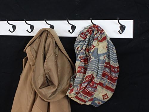 White Coat Rack with Oil Rubbed Bronze Hat & Coat Style Hooks (30.5" x 3.5" with 6 hooks) - Image 2