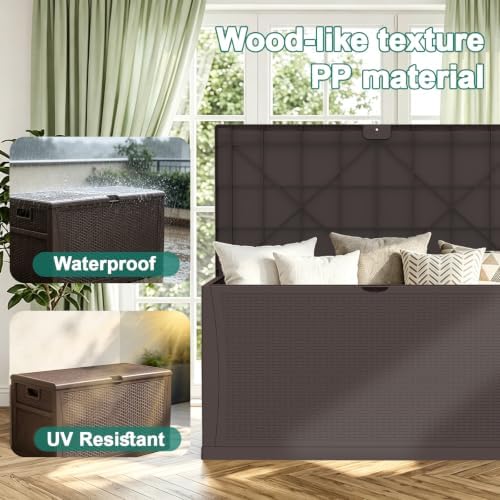 EHHLY 100 Gallon Outdoor Storage Box, Lockable Waterproof Package Delivery Boxes for Outside, Resin Outdoor Storage Deck Box for Garden Tools, Cushions, Pool Supplies, Indoor Outdoor Accessories - Image 6