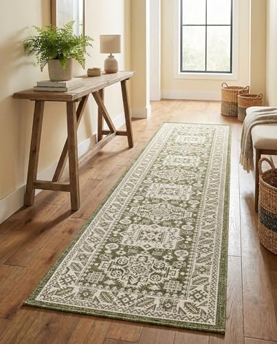 Rugs.com - Outdoor Aztec Rug – 12 Ft Runner Green Indoor/Outdoor Rug Washable Stain-Resistant Runner for Patios, Porches, and Hallways - Image 5