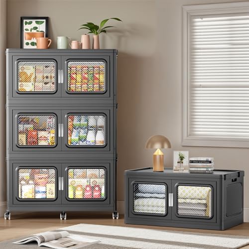BROVIEW 1200 Qt/300 Gal Stackable Storage Bins with Lids, 4 Pack, Black by BROVIEW-EnjoytheArtofLife