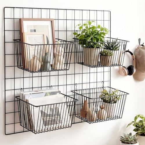 4pcs Hanging Wire Basket Set with S Hooks,10.8''x7.8''x5.6'' - Image 6