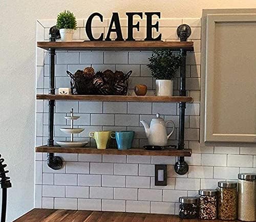 DR.IRON Industrial Pipe Shelving 3 Tiers Wall Mount, Rustic Storage Shelves, Retro Bathroom Shelving (Black, 32" L) - Image 4