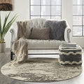 Nourison Home Celestial Ivory Grey 7’10” x Round Area Rug - Easy Clean, Non Shedding, Bed Room, Living Room, Dining Room, Kitchen (8' x Round) by NourisonHome