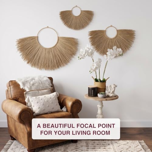 Chicvillage Handmade Wall Basket Set For Boho Decor (Set 3-Piece Moonlight) - Image 5