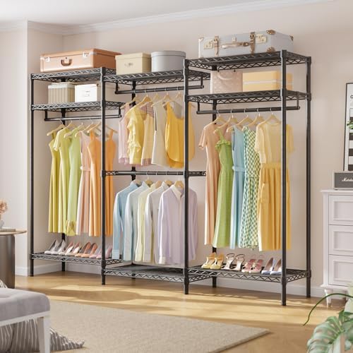 VIPEK V5i Plus Wire Garment Rack Heavy Duty Clothes Racks for Hanging Clothes, Large Free Standing Wardrobe Closet Metal Clothing Racks with Adjustable Shelves for Bedroom, Black - Image 2