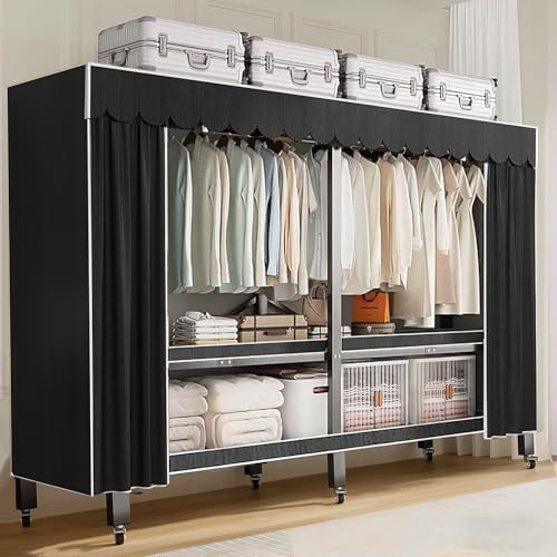 66in Heavy Duty Portable Closet with Black Cover by FKKPRVAX