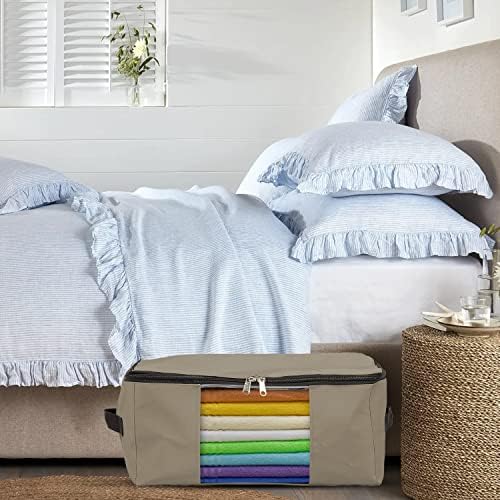 Covers & All Storage Bags, 90 litres Large size Space Saver bags Heavy Duty Storage Organizer Multipurpose, 12 Oz Waterproof UV-Resistant & Tear-Proof (Pack of 5, Beige) - Image 6