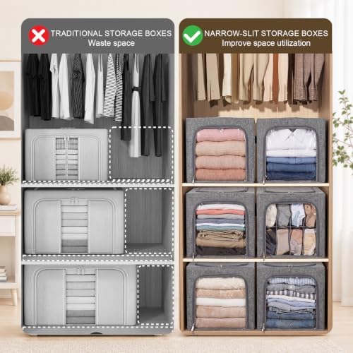 Lewtemi 50L 4 Pack Clothing Storage Bags with Cedar Sachets, Large Sweater Organizer, Breathable Fabric Containers for Clothes, Bedding & Blankets, Closet & Under Bed Storage (Gray,Classic) - Image 5