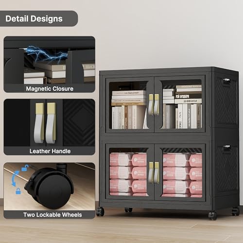 368QT Stackable Storage Bins with Lids, 92Gal Foldable Storage Cabinets - Image 6