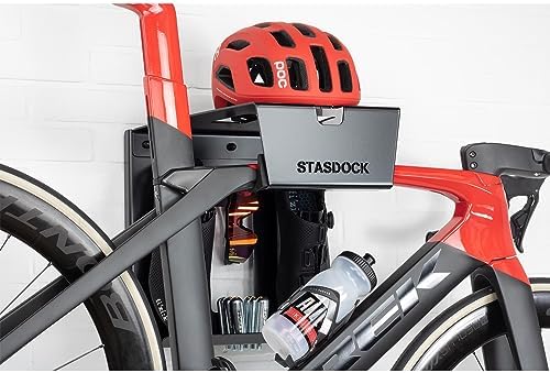 Stasdock Wall Bike Rack | Bike Storage Wall Mount System | For Race Bicycles (Happy Black) and Mountain Bikes | Bike Shelf | Indoor bike wall bracket | Store your helmet and shoes | Home and Garage - Image 3