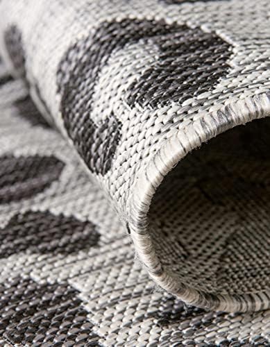 Unique Loom Outdoor Safari Collection Area Rug - Leopard (10' Square Light Gray/Gray) - Image 5