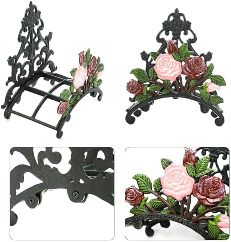Sungmor Cast Iron Wall Mounted Garden Hose Holder - Hand-Painted Peony Rack - Image 4