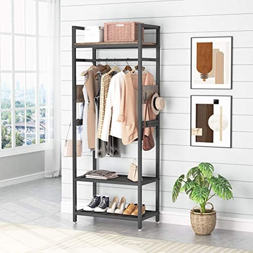 Tribesigns Small Heavy Duty Clothes Rack Set of 10 with Shelf and Hanging Rod, Freestanding Closet Organizer, Industrial Hall Tree Garments Rack for Small Space,Bedroom,27'' W X 69'' H, 10 pcs - Image 4
