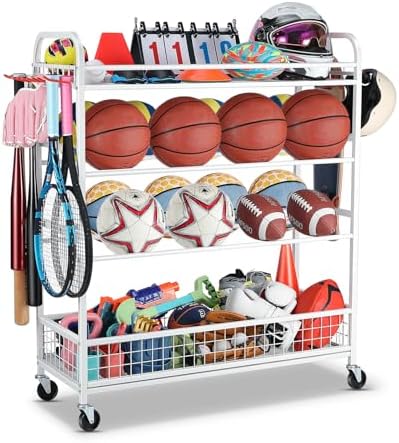 EXTCCT Garage Sports Equipment Organizer - Rolling Ball Storage with Wheels by EXTCCT